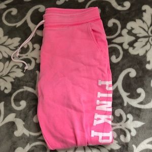 neon pink VS PINK joggers/lounge pants
